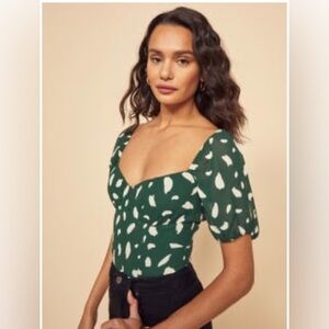 Reformation Reformation Berry Top Green and White Fen